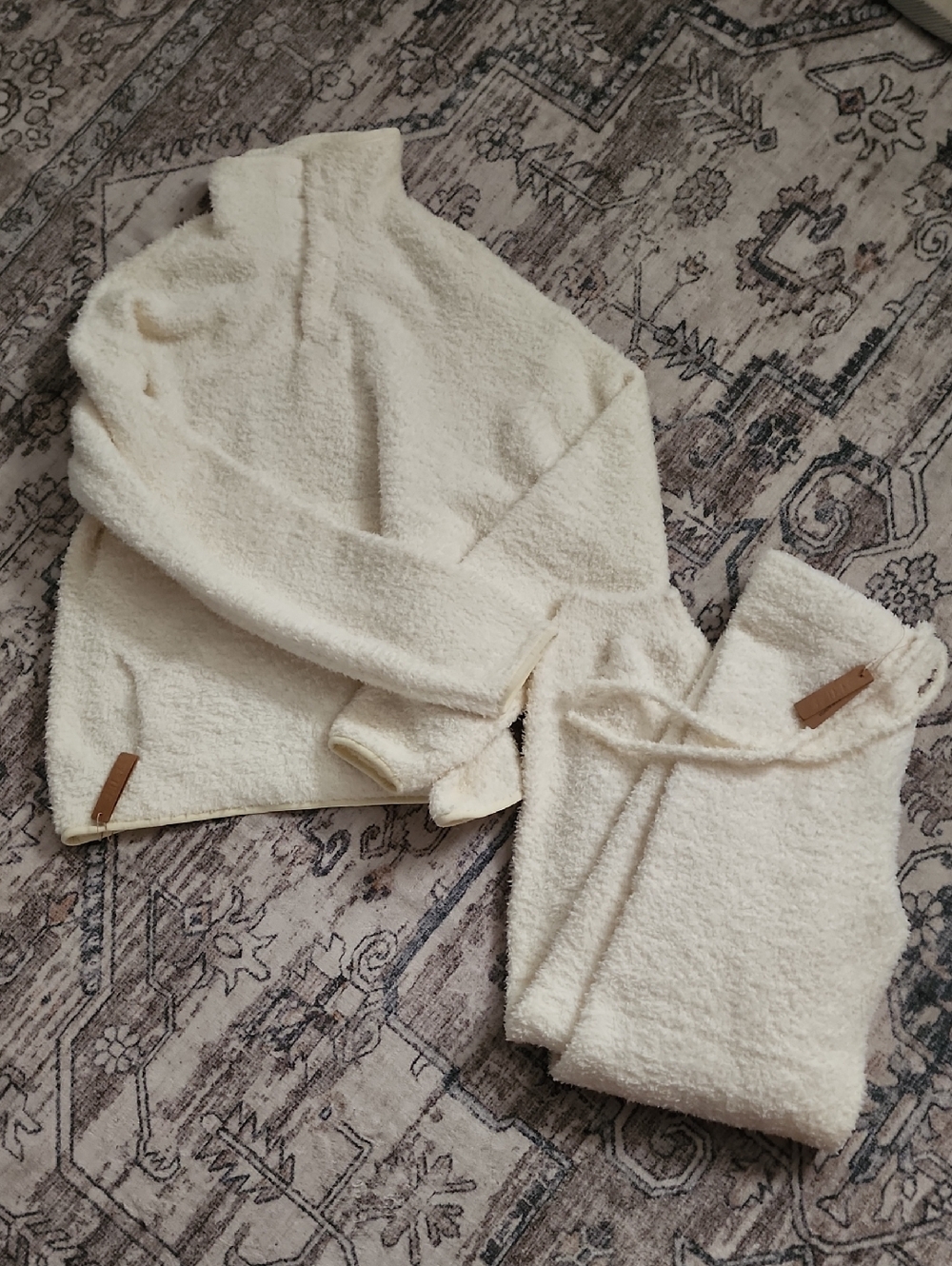 New Skims Womens Large Cozy Cream Sherpa Top With Pockets And Pants Set